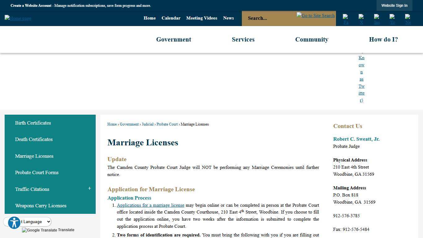 Marriage Licenses Camden County, GA - Official Website