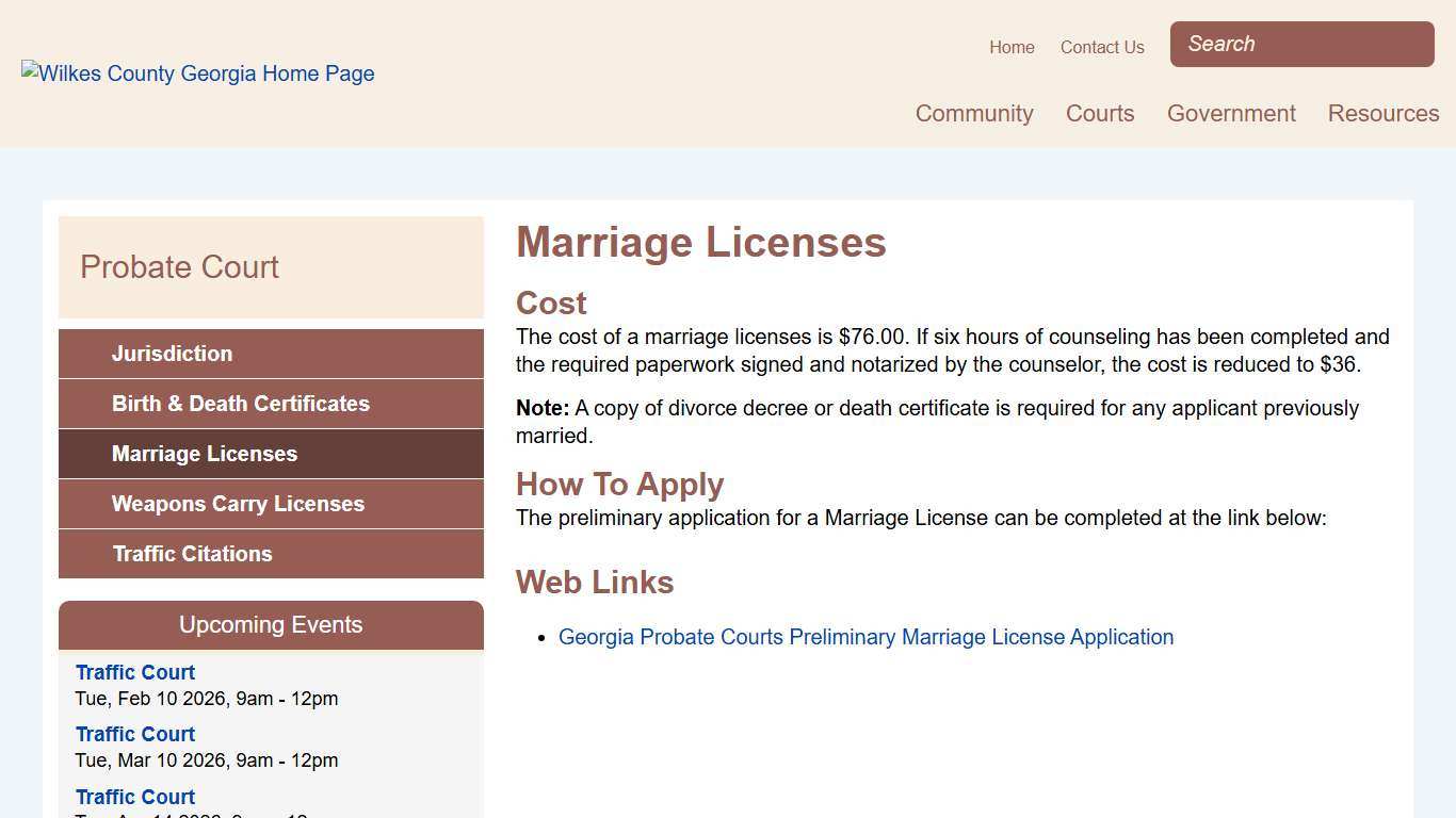 Marriage Licenses Wilkes County GA